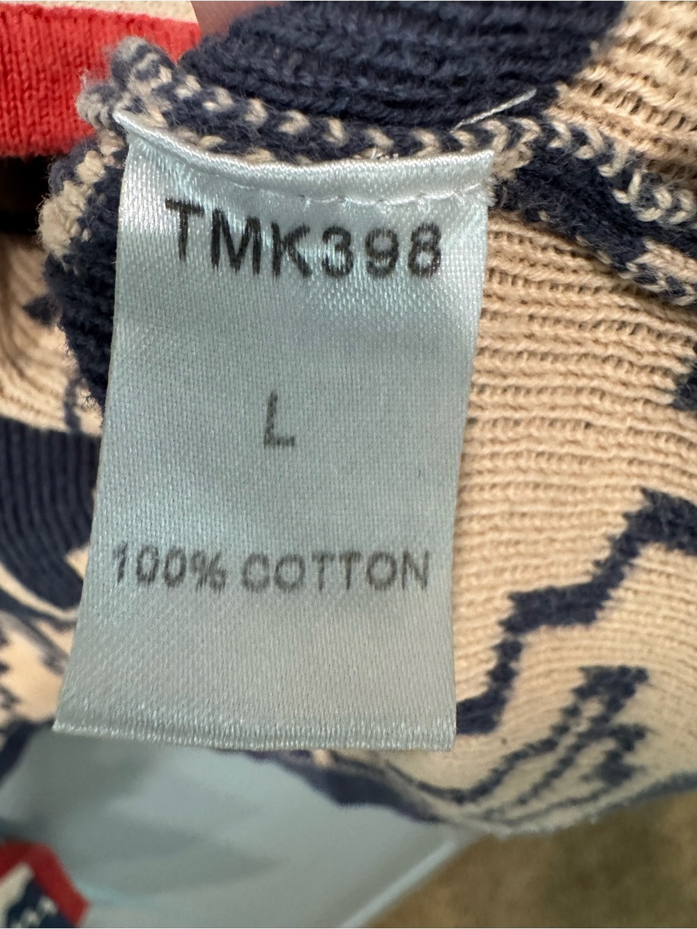 THML Geometric Open-Front Cardigan — Navy, Cream, Red & Yellow - Picture 3 of 4
